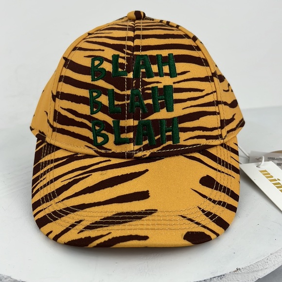 Mini Rodini Tiger Stripe Cap Baseball Hat Blah Blah Blah Cap NWT - Picture 4 of 7